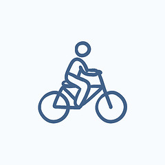 Image showing Man riding bike sketch icon.