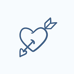 Image showing Heart pierced with arrow sketch icon.