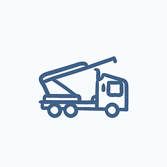 Image showing Machine with a crane and cradles sketch icon.