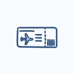 Image showing Flight ticket sketch icon.
