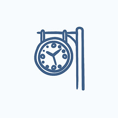 Image showing Train station clock sketch icon.