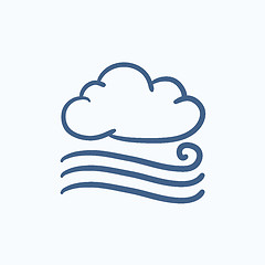 Image showing Windy cloud sketch icon.