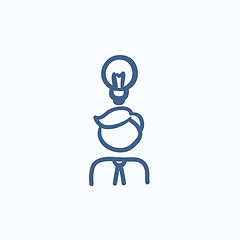 Image showing Businessman with idea sketch icon.
