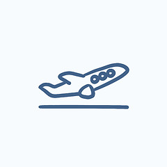 Image showing Plane taking off sketch icon.