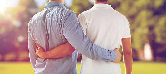 Image showing close up of happy male gay couple hugging