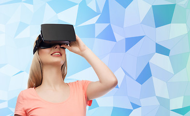 Image showing woman in virtual reality headset or 3d glasses