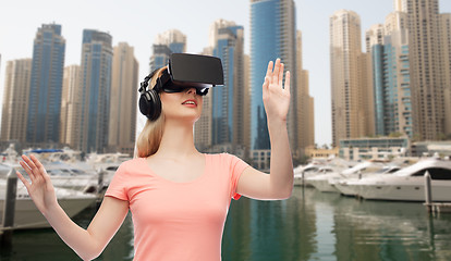 Image showing woman in virtual reality headset or 3d glasses