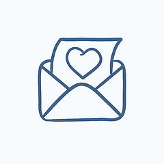 Image showing Open envelope with heart sketch icon.