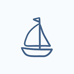 Image showing Sailboat sketch icon.