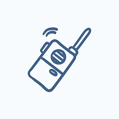 Image showing Portable radio set sketch icon.