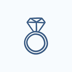 Image showing Engagement ring with diamond sketch icon.