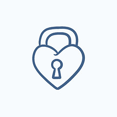 Image showing Lock shaped heart sketch icon.