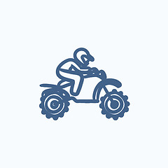 Image showing Man riding motocross bike sketch icon.