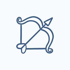 Image showing Bow and arrow sketch icon.