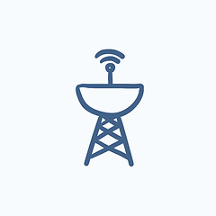 Image showing Radar satellite dish sketch icon.