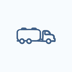 Image showing Truck liquid cargo sketch icon.