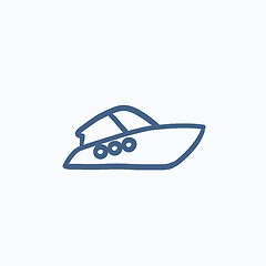 Image showing Speedboat sketch icon.