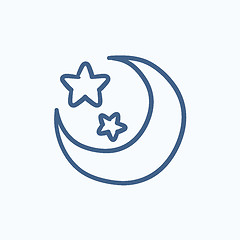 Image showing Moon and stars sketch icon.
