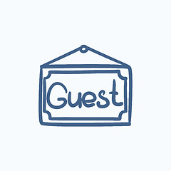 Image showing Hanging board with word guest sketch icon.