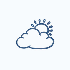 Image showing Sun with cloud sketch icon.