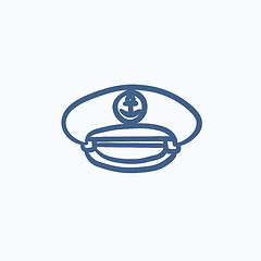 Image showing Captain peaked cap sketch icon.