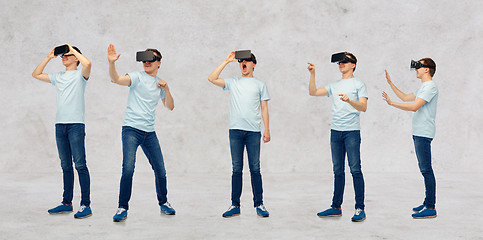 Image showing man in virtual reality headset or 3d glasses set