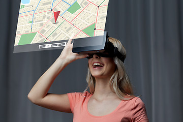 Image showing woman in virtual reality headset or 3d glasses