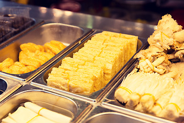 Image showing spring rolls and snacks at street market