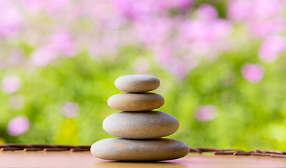 Image showing balancing pebble zen stones outdoor