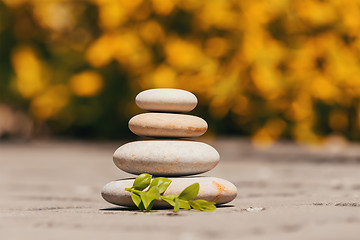 Image showing balancing pebble zen stones outdoor