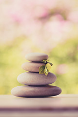 Image showing balancing pebble zen stones outdoor