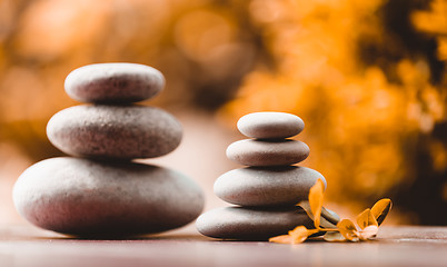 Image showing balancing pebble zen stones outdoor