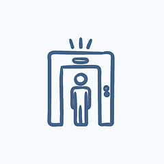 Image showing Man going through metal detector gate sketch icon.