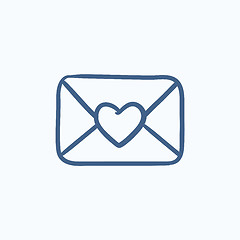 Image showing Envelope with heart sketch icon.