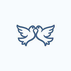 Image showing Wedding doves sketch icon.