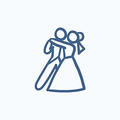 Image showing First wedding dance sketch icon.