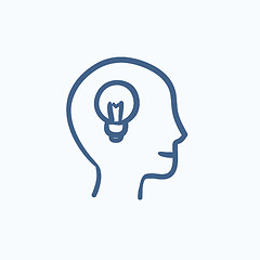 Image showing Human head with idea sketch icon.