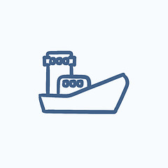 Image showing Cargo container ship sketch icon.