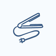 Image showing Hair straightener sketch icon.