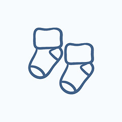 Image showing Baby socks sketch icon.