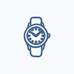 Image showing Wrist watch sketch icon.