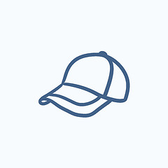 Image showing Baseball hat sketch icon.