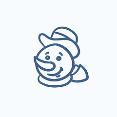 Image showing Snowman head sketch icon.