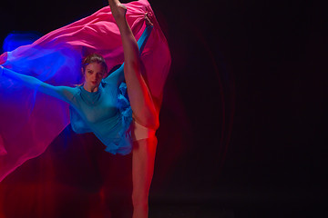 Image showing The art photo-emotional dance of beautiful blue woman