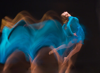 Image showing The art photo-emotional dance of beautiful blue woman