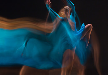 Image showing The art photo-emotional dance of beautiful blue woman