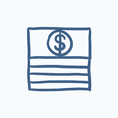 Image showing Stack of dollar bills sketch icon.
