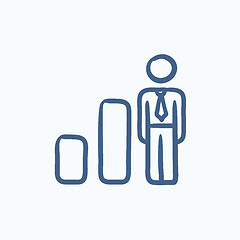 Image showing Businessman and graph sketch icon.