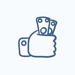 Image showing Hand holding money sketch icon.