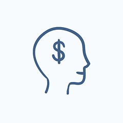 Image showing Head with dollar symbol sketch icon.